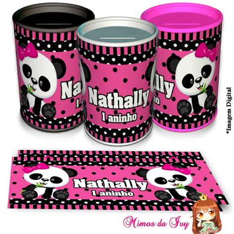 Cofrinho Personalizado Panda Rosa Produtos Elo7