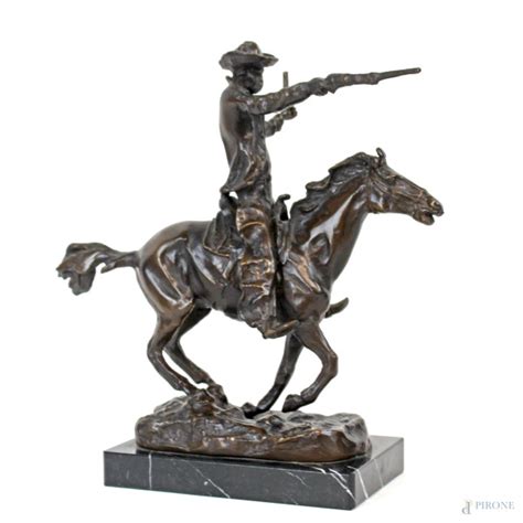 Carl Kauba Cowboy A Cavallo Scultura In Bronzo Cm H 25 Base In