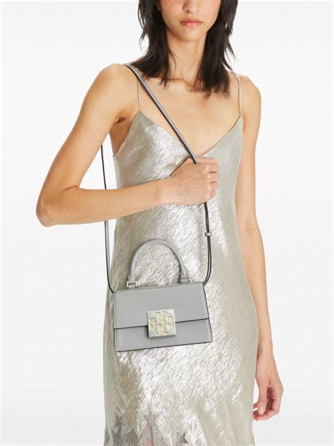 Tory Burch Mini Bon Bon Spazzolato Tote Bag Grey Farfetch Qa