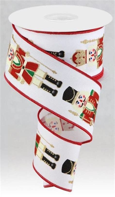 Nutcracker Christmas White Wired Ribbon By The Roll For Etsy