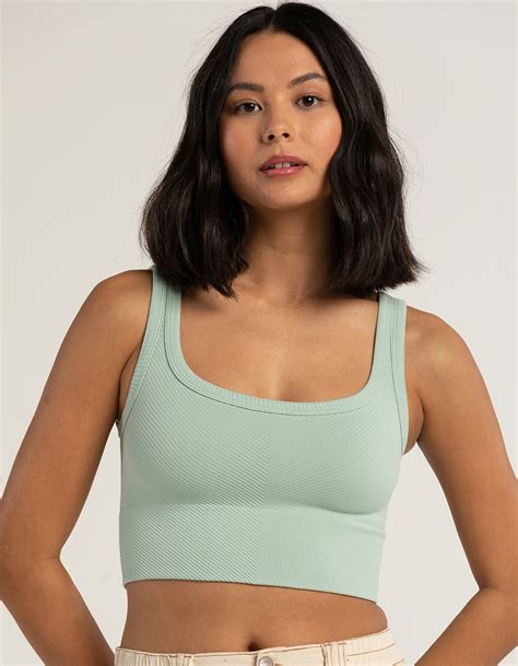 Tillys Seamless Chevron Ribbed Womens Crop Bralette Mint Tillys