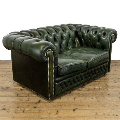 Green Leather Chesterfield Sofa | M-4082 | Penderyn Antiques