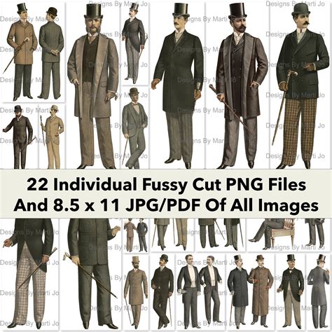 Vintage Fussy Cut 1890 Men Fashion Images 22 Printable Clip - Etsy