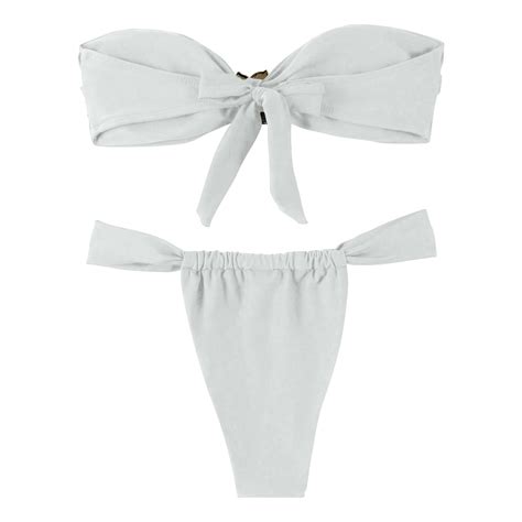 Jjhgvb Bikini Sets For Women String Bikini Women S Split Strapless Neck Hanging Metal Accessory