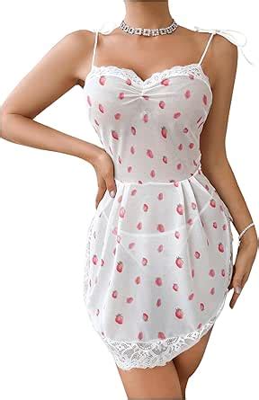 RoseSeek Women S Chemise Nightgown Graphic Lace Mesh Split Ruched Babydoll 2 Piece Lingerie