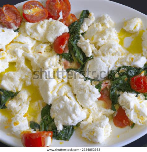 Realistic Photo Scrambled Egg Whites Spinach AI-generated image ...