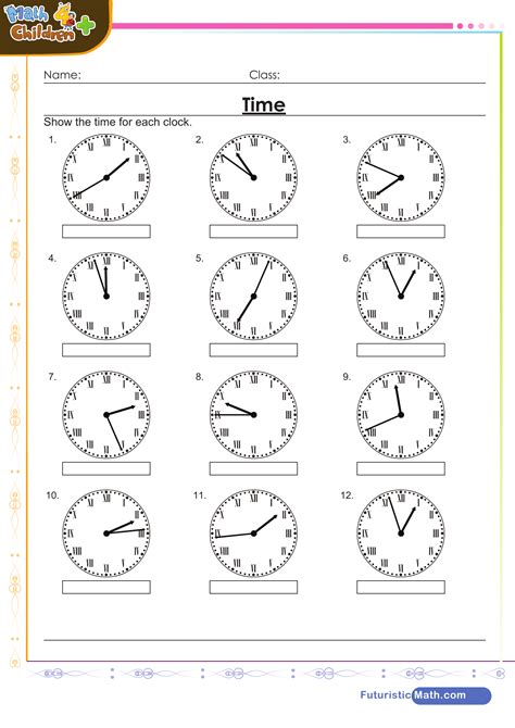 Telling the Time with Roman numeral clocks | Worksheet Zone