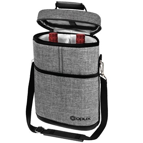 OPUX 2 Bottle Wine Carrier Tote Insulated Leakproof Wine Cooler Bag