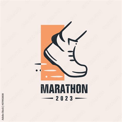 Marathon running logo design template hand drawn vector drawing ...