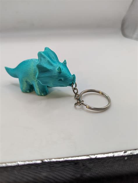 D Printed Dinosaur Keychain Tyrannosaurus Key Chain Triceratops