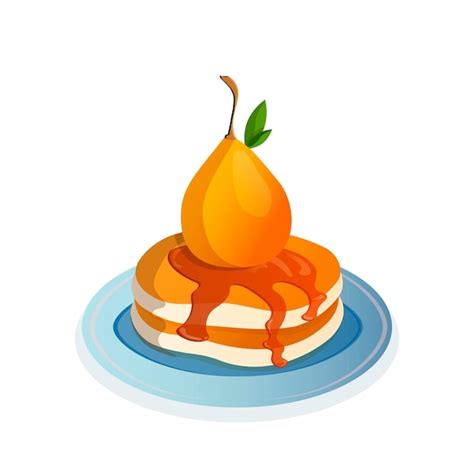 Premium Vector American Pancakes Pancakes With Maple Syrup And Pear