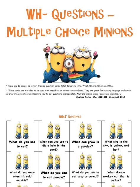 wh question minions  foods