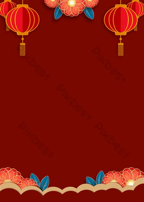 Chinese Style Lantern Illustration Red Background | PSD Backgrounds ...