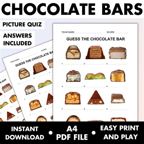 Chocolate Bars Picture Quiz • Guess Chocolates Pub Quiz Picture Round