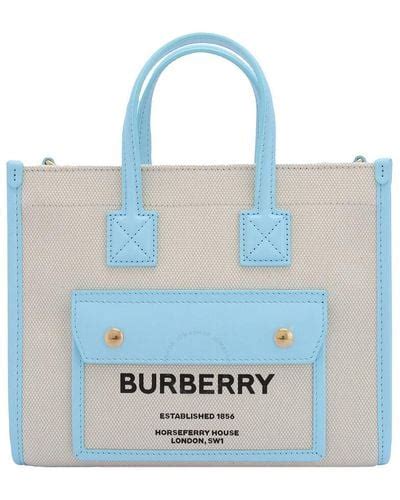 Blue Burberry Tote Bags For Women Lyst