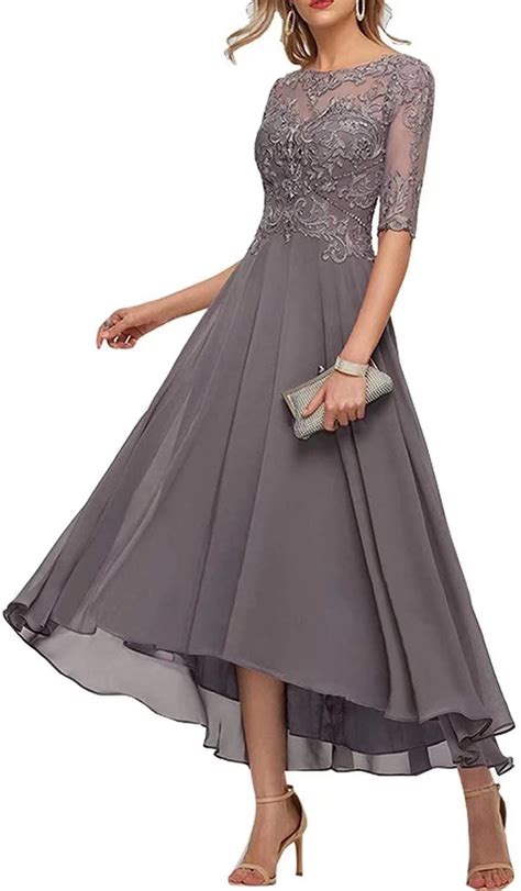 Chiffon Mother Of The Bride Dresses Half Sleeves Mother Dress Lace