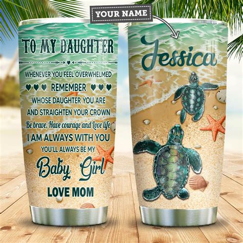 Turtle Mom To Daughter Personalized Tumbler Teeuni