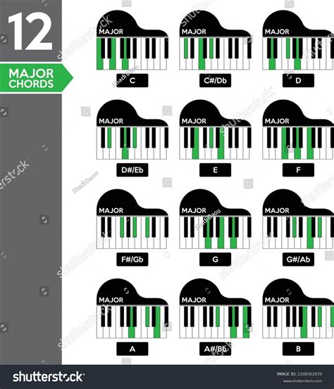 Major Chords Piano Beginners Stock Vector (Royalty Free) 2208562839 ...