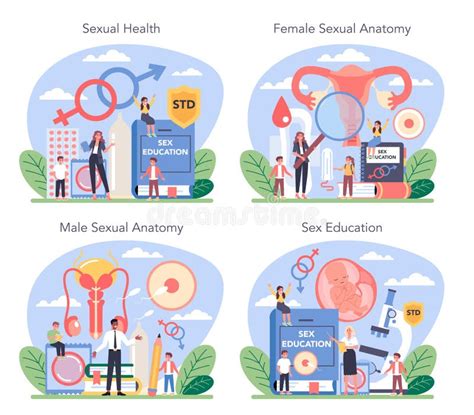 Sexual Education Web Banner Or Landing Page Set Sexual Health Lesson Stock Vector