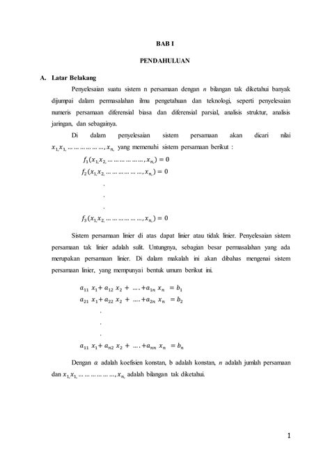 Makalah Metode Numerik Sistem Persamaan Linear PDF