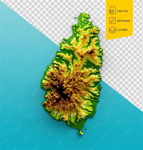 Premium Psd Saint Lucia Map Shaded Relief Color Height Map On Sea