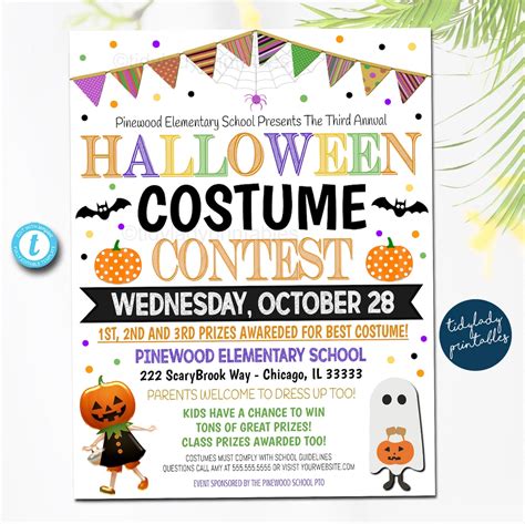 EDITABLE Halloween Costume Contest Flyer, Kids Community Church ...