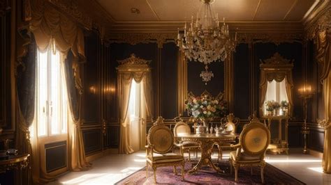 Premium Ai Image A Room With Gold Furniture And Chandelier That Says