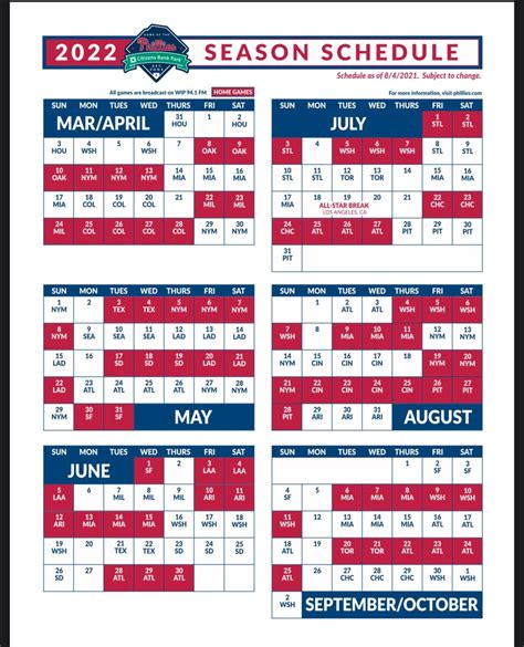 Philadelphia Phillies 2024 Printable Schedule