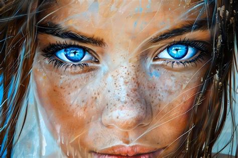 Premium Photo | Intense portrait of woman with wet face and striking ...