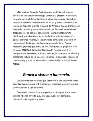 Historia De La Banca En Honduras PDF