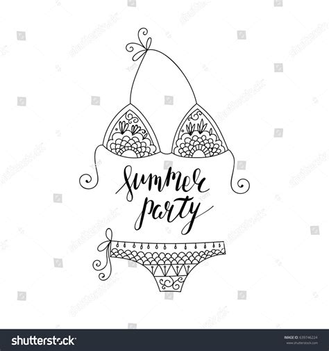 Adult Coloring Page Flyer Bikini Lettering Stock Vector Royalty Free
