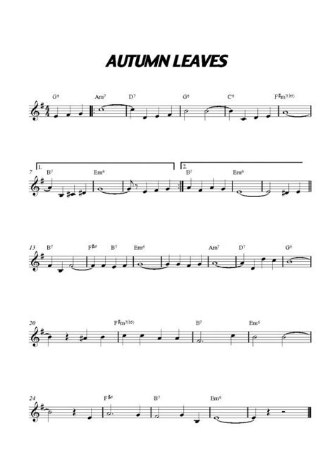 Autumn Leaves Lead Sheet