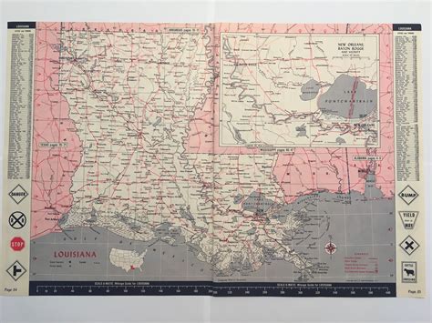 1960s Louisiana State Map Vintage Atlas Etsy