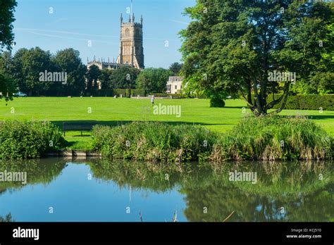 Cirencester; Abbey, Abbey grounds park, river Chum, Gloucestershire; UK ...