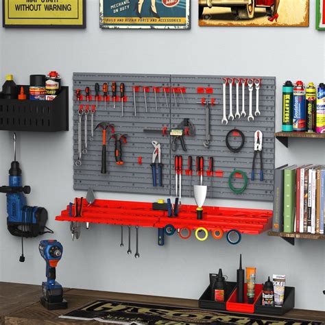 Garage Storage Wall Rack, 54 Piece Garage Storage Bins Tool Board Panel ...