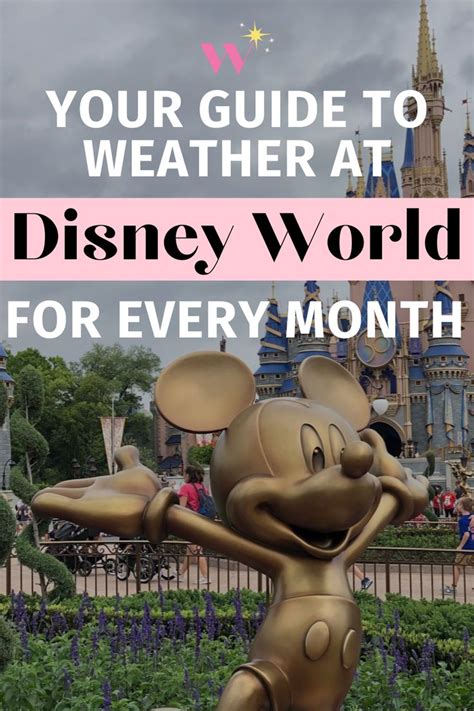 Mickey Mouse Statue With Text Overlaying Your Guide To Weather At