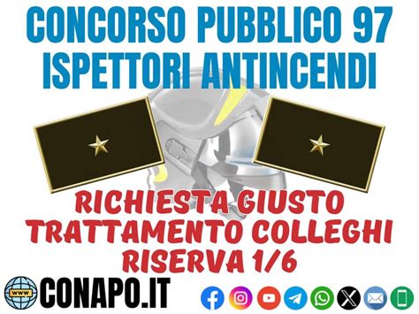 Concorso Pubblico 97 Ispettori Antincendi Richiesta Giusto Trattamento