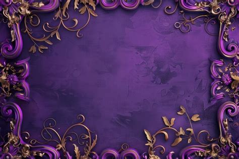 Premium Photo A Purple Background With Gold Flowers And Gold Leaves