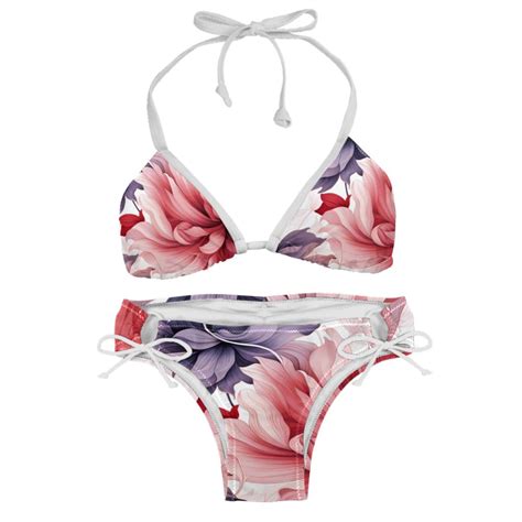 Petal Flower Detachable Sponge Adjustable Strap Bikini Set Two Pack