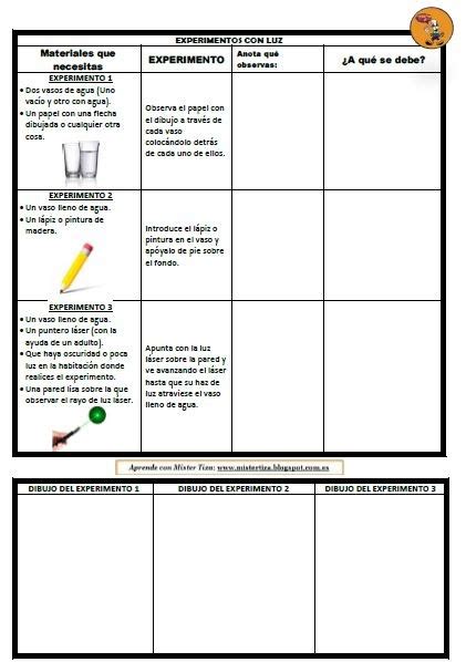 Aprende con Míster Tiza EXPERIMENTOS CON LUZ