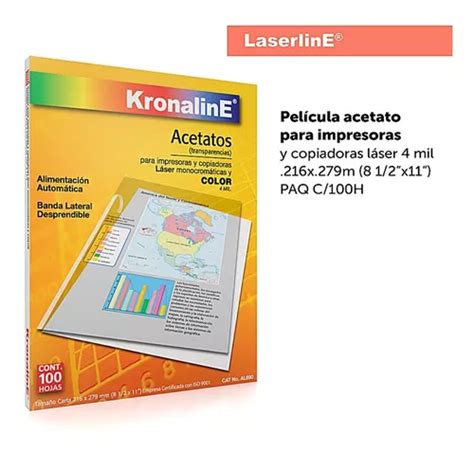 Pelicula Acetato Laser Impresora Toner Kronaline 100h Al690 Color