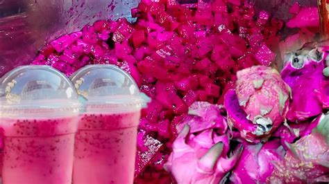 Philippine Street Food Trending Famous DRAGON FRUIT JUICE In Quiapo