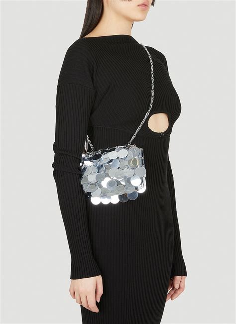 Nano Shoulder Bag In Silver Paco Rabanne