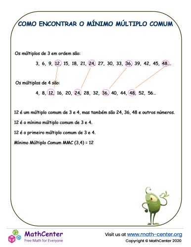 Como Encontrar O Mínimo Múltiplo Comum | Páginas de Aprendizagem | Math ...