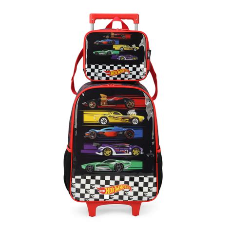 Kit Mochila Car Lancheira Hot Wheels Preto Luxcel