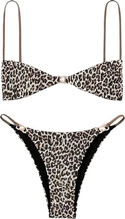 Amazon SOLY HUX Women S Bikini Sets Two Piece Leopard Print Swimsuit High Cut Spaghetti