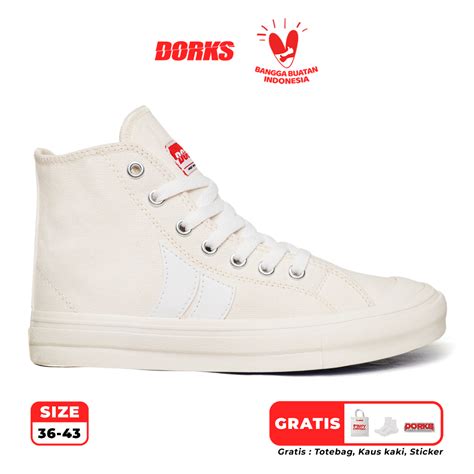 jual dorks classic high  white sepatu sneakers casual pria wanita