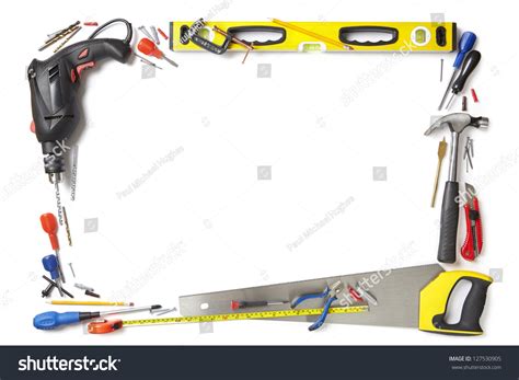 Builder Handyman Border White Background Stock Photo 127530905