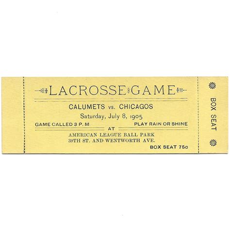 1905 Calumets vs Chicagos Lacrosse Game Ticket - Parry's Vintage