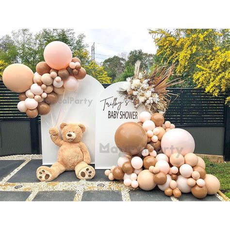124pcs Doubled Nude Apricot Balloons Garland Coffee Balloon Globos Birthday Wedding Baby Shower